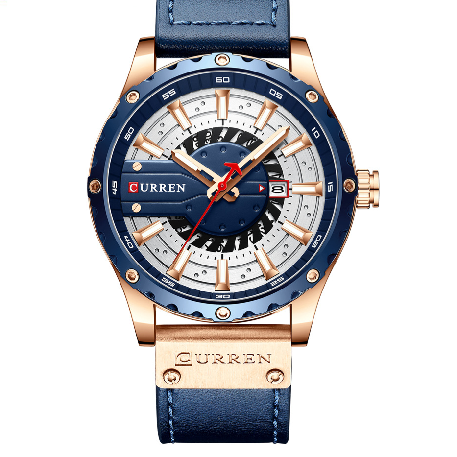 Curren Mens Waterproof Calendar Leather Watch