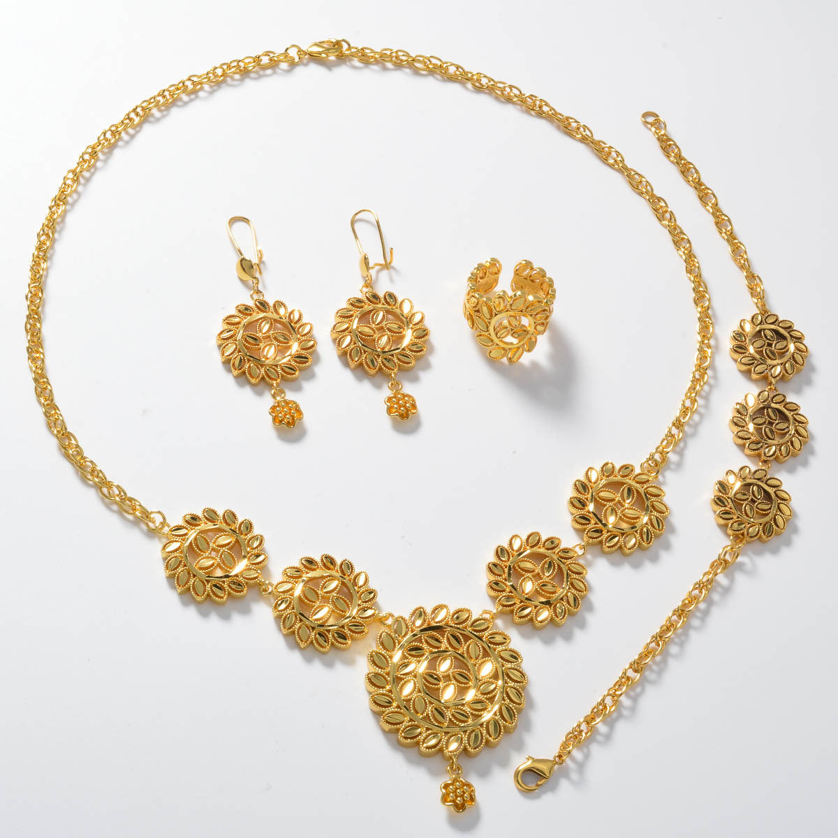 Floral Gold Plated Jewelry Set