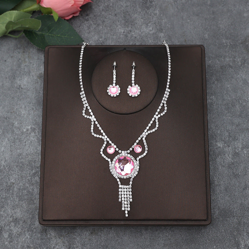 Korean Bride Necklace Earrings Two-piece