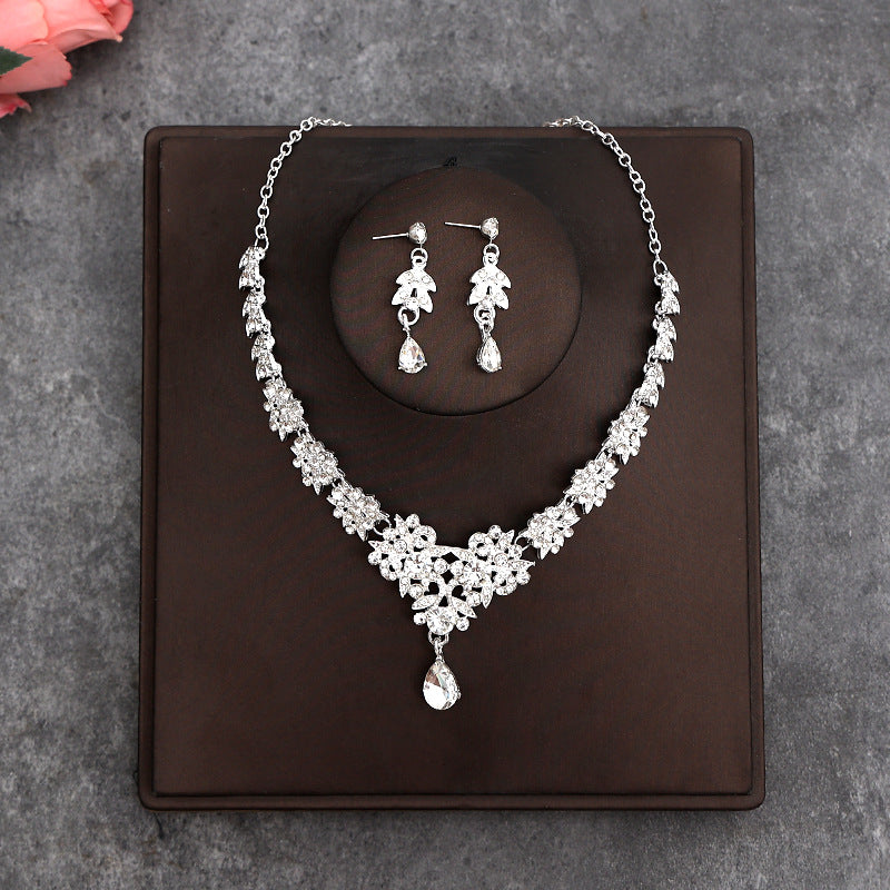 Korean Bride Necklace Earrings Two-piece