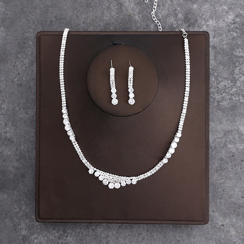 Korean Bride Necklace Earrings Two-piece