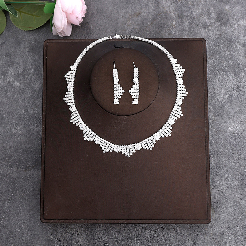 Korean Bride Necklace Earrings Two-piece