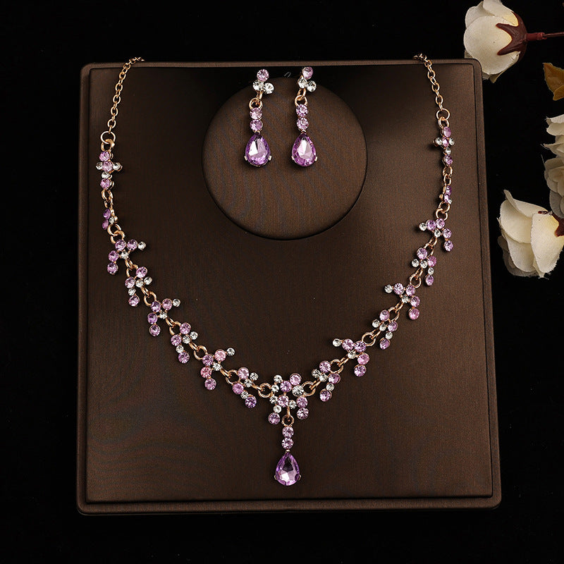 Korean Bride Necklace Earrings Two-piece