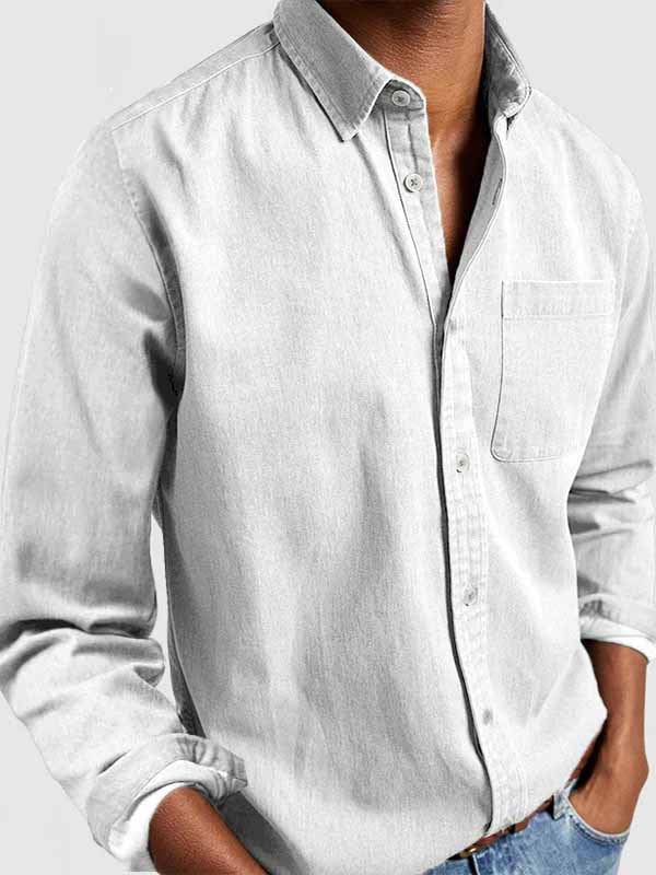 Cotton Button Men's Long Sleeve Shirt