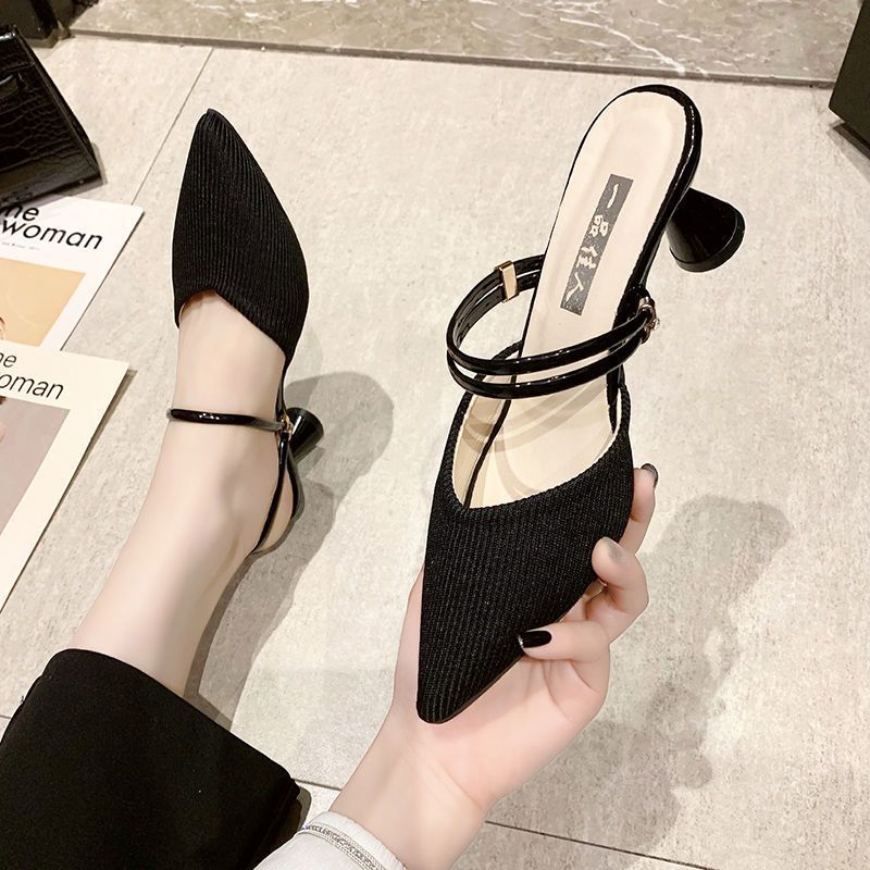 Heightening One Line Toe Half Sandals