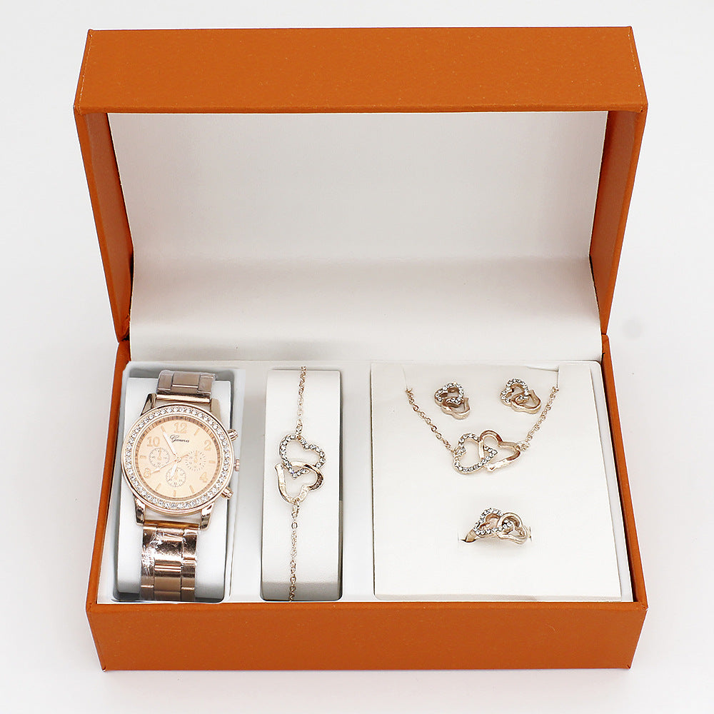 Ladies Quartz Watch Bracelet Necklace Set