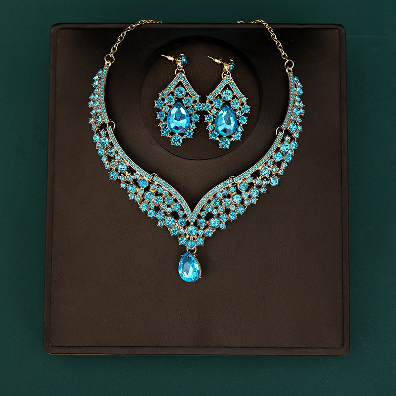 Korean Bride Necklace Earrings Two-piece