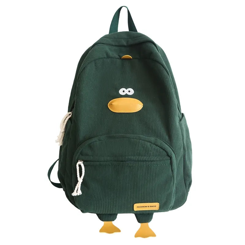 Cute Duck Corduroy Backpack