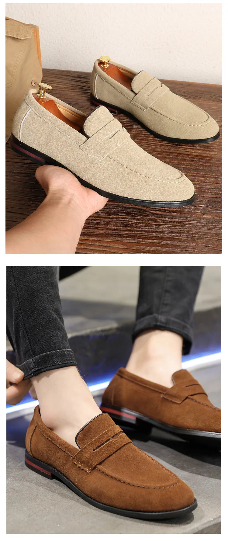 Classic Solid Color Slip-On Loafers