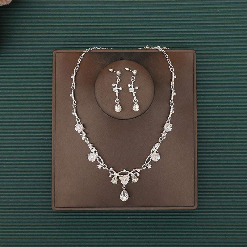 Korean Bride Necklace Earrings Two-piece