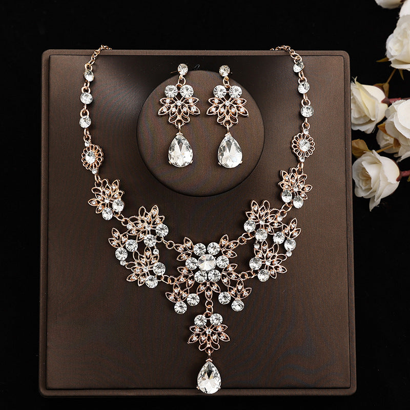 Korean Bride Necklace Earrings Two-piece