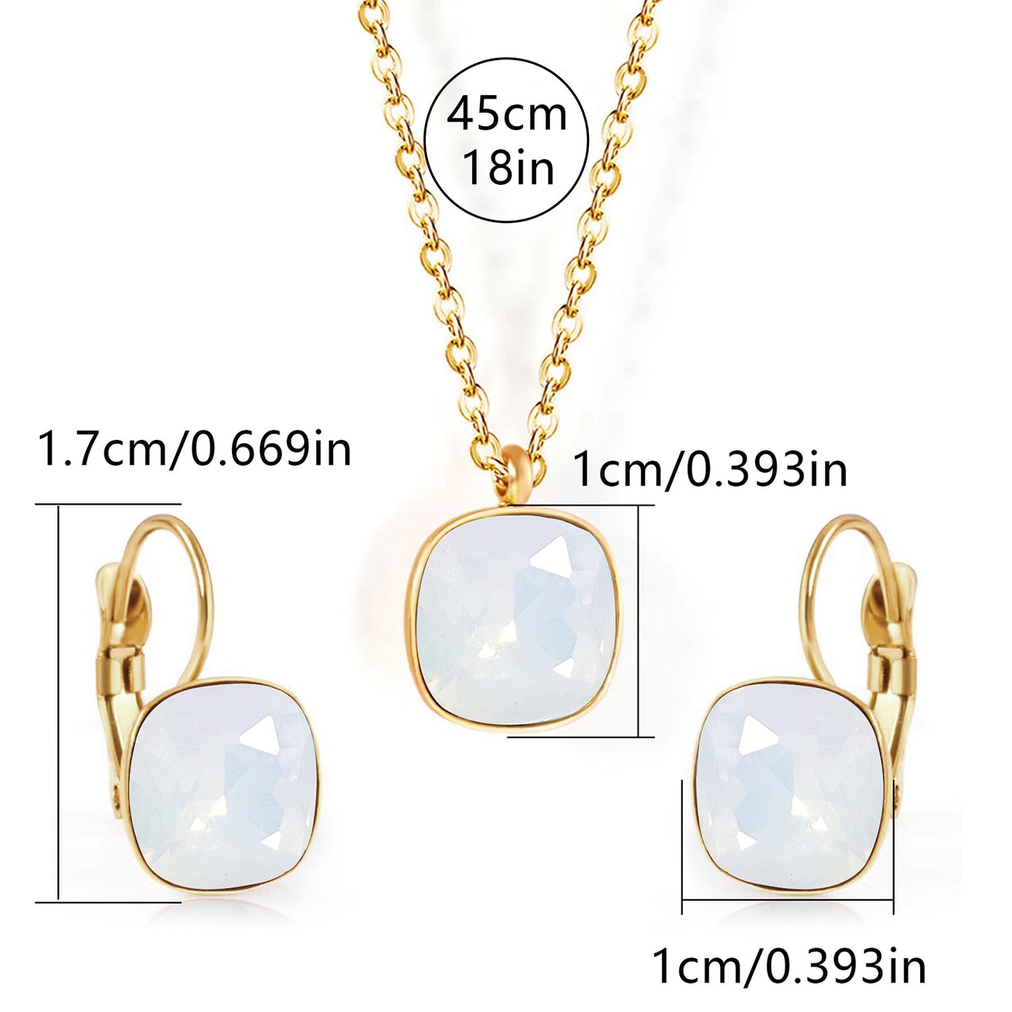 Square Zircon Jewelry with Gold Plated Finish