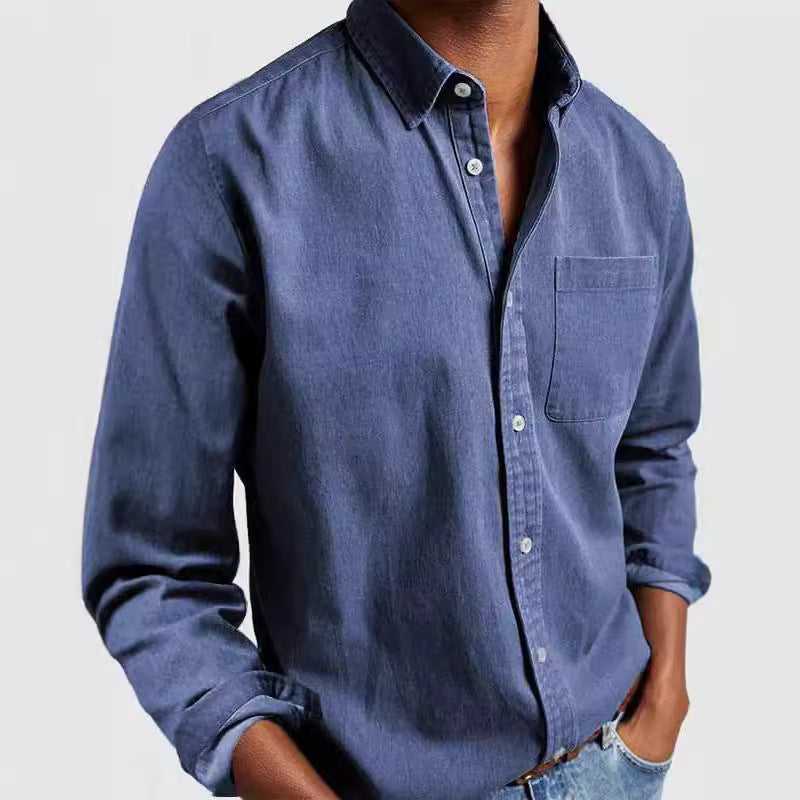 Cotton Button Men's Long Sleeve Shirt