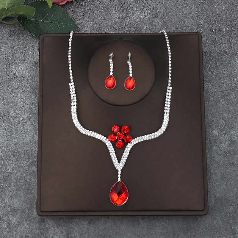 Korean Bride Necklace Earrings Two-piece