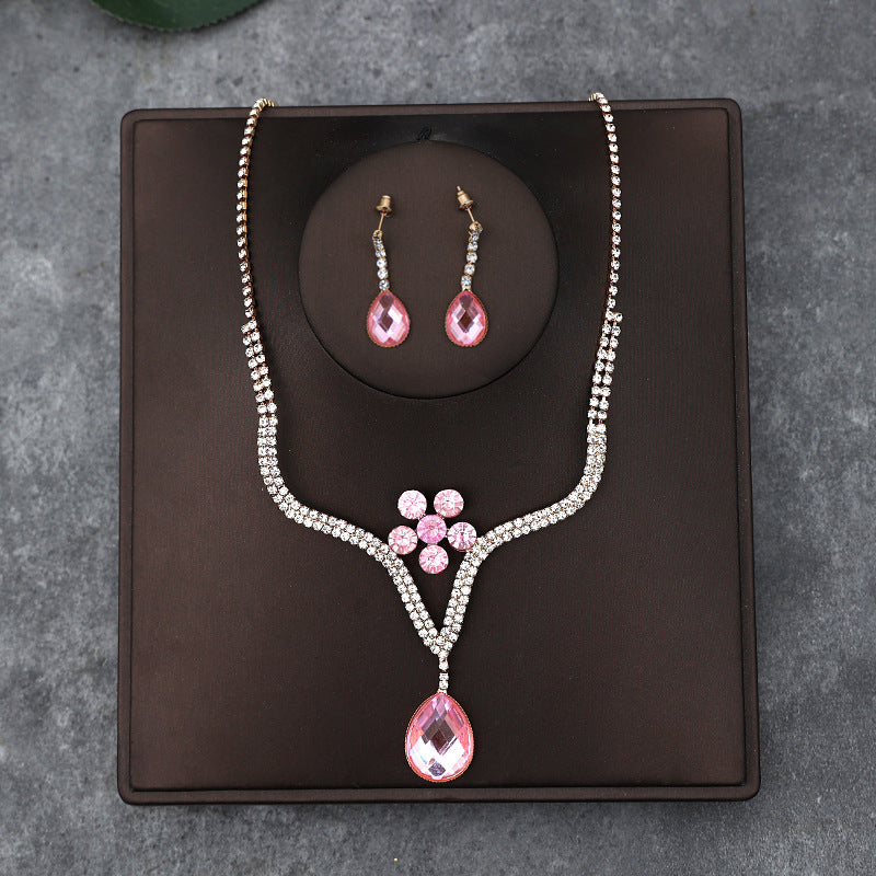 Korean Bride Necklace Earrings Two-piece