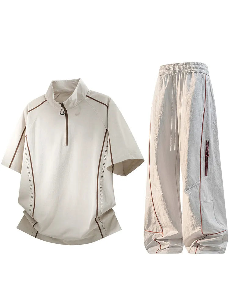Mens Athletic Half Zip Sportswear Set