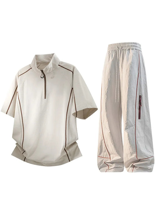 Mens Athletic Half Zip Sportswear Set
