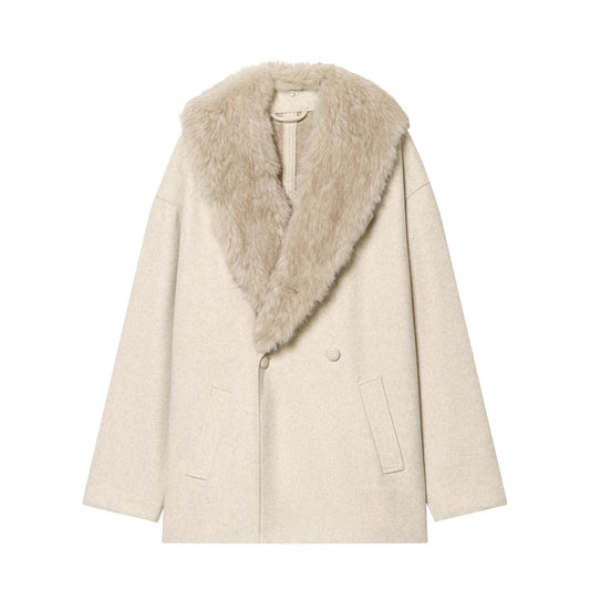 Womens Faux Fur Collar Coat