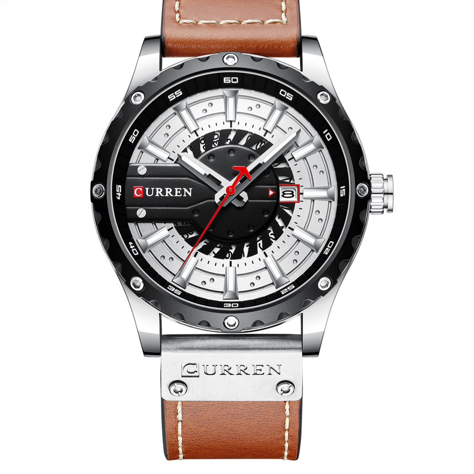 Curren Mens Waterproof Calendar Leather Watch