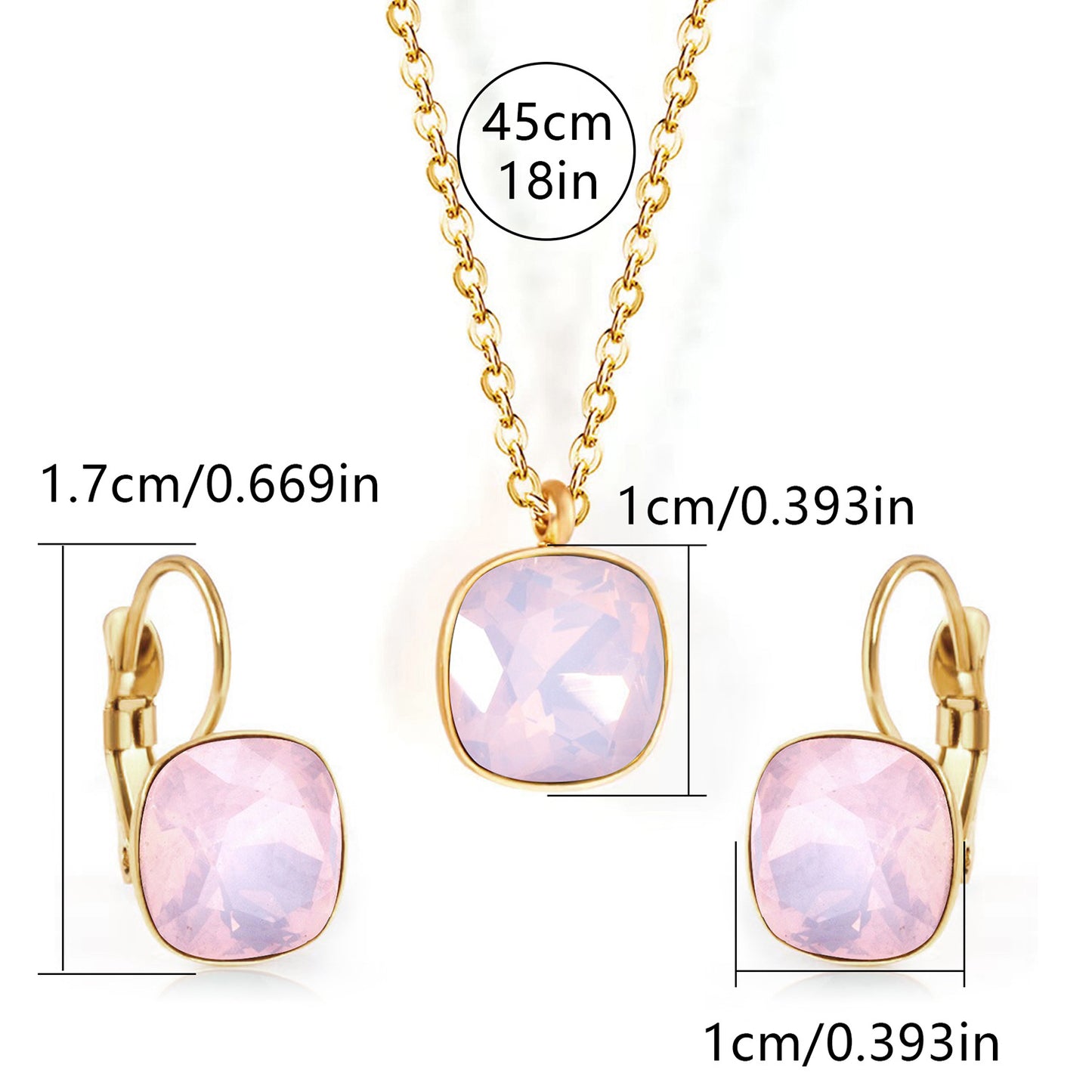 Square Zircon Jewelry with Gold Plated Finish