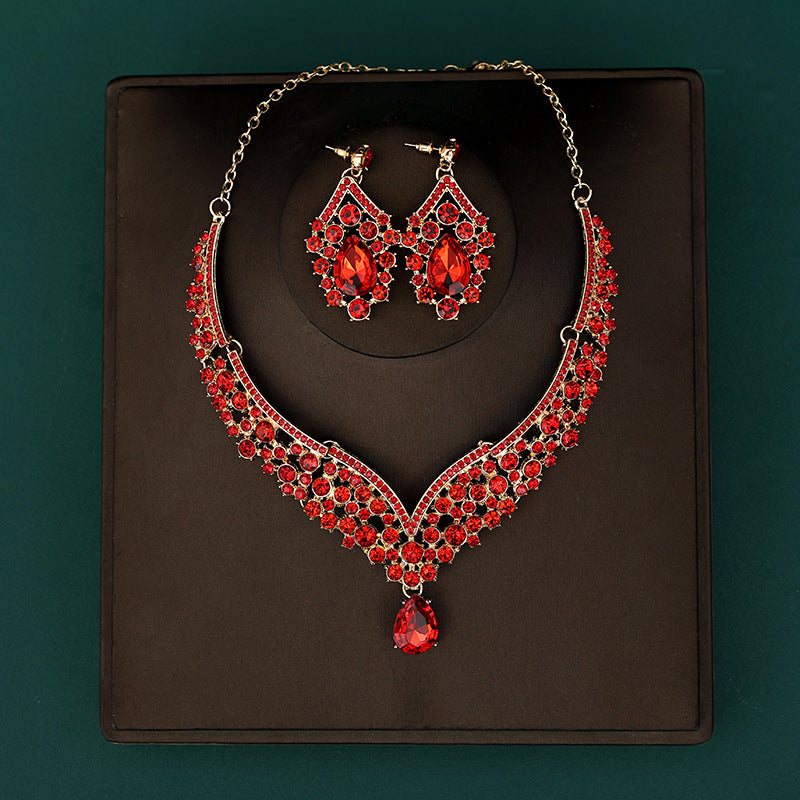 Korean Bride Necklace Earrings Two-piece
