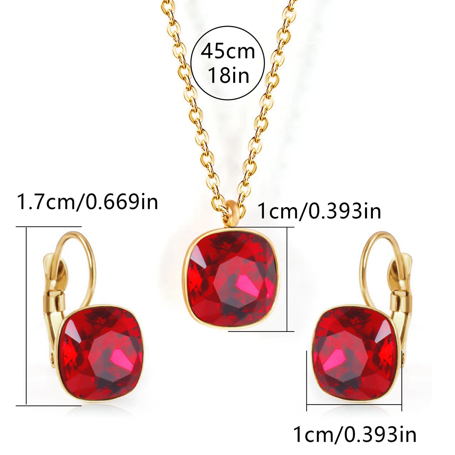 Square Zircon Jewelry with Gold Plated Finish