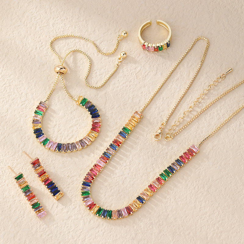 Colorful Square Zircon Jewelry