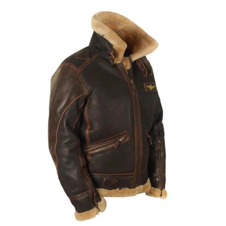 Brown PU Leather Zipper Jacket