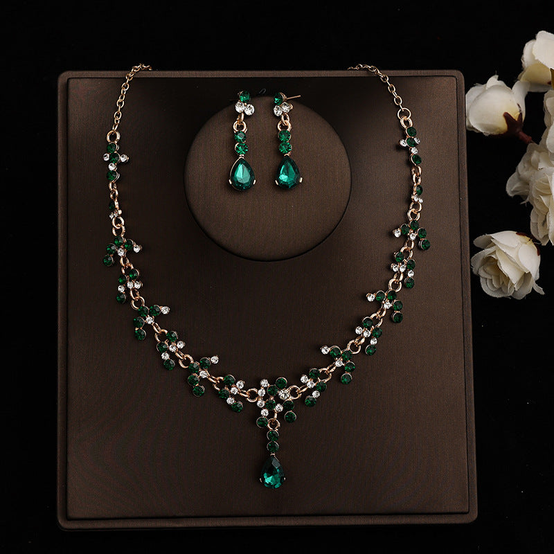 Korean Bride Necklace Earrings Two-piece