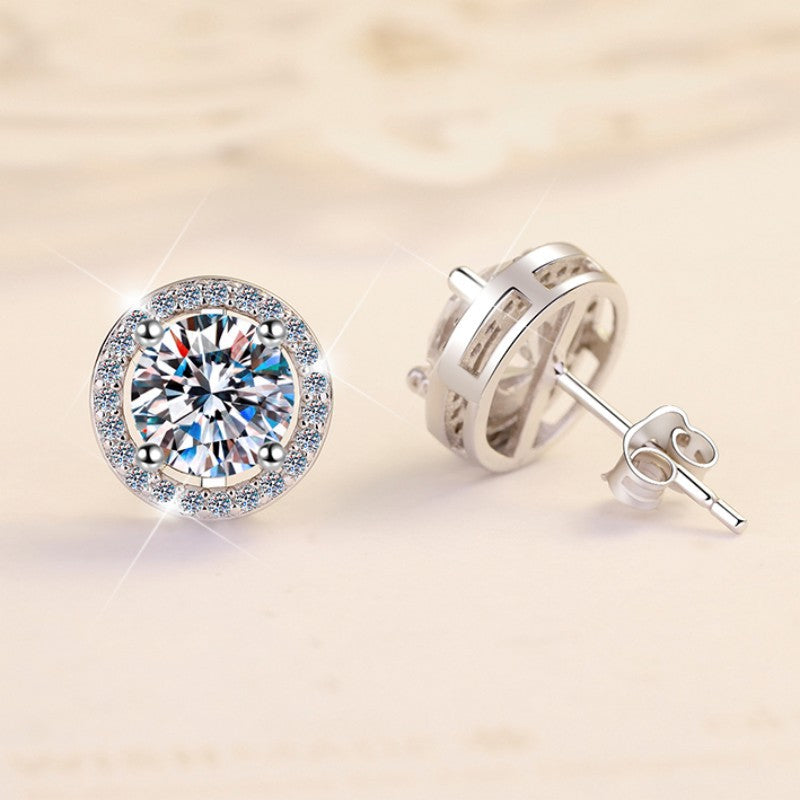 Geometric Circle Moissanite Sterling Jewelry Set