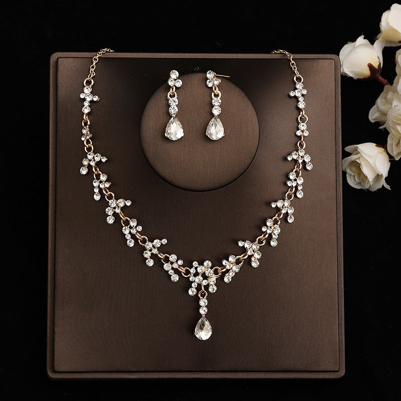 Korean Bride Necklace Earrings Two-piece