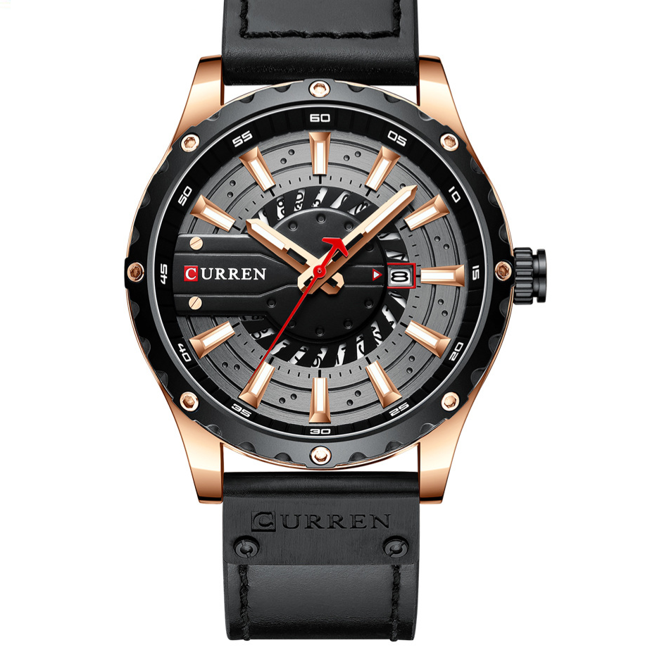 Curren Mens Waterproof Calendar Leather Watch