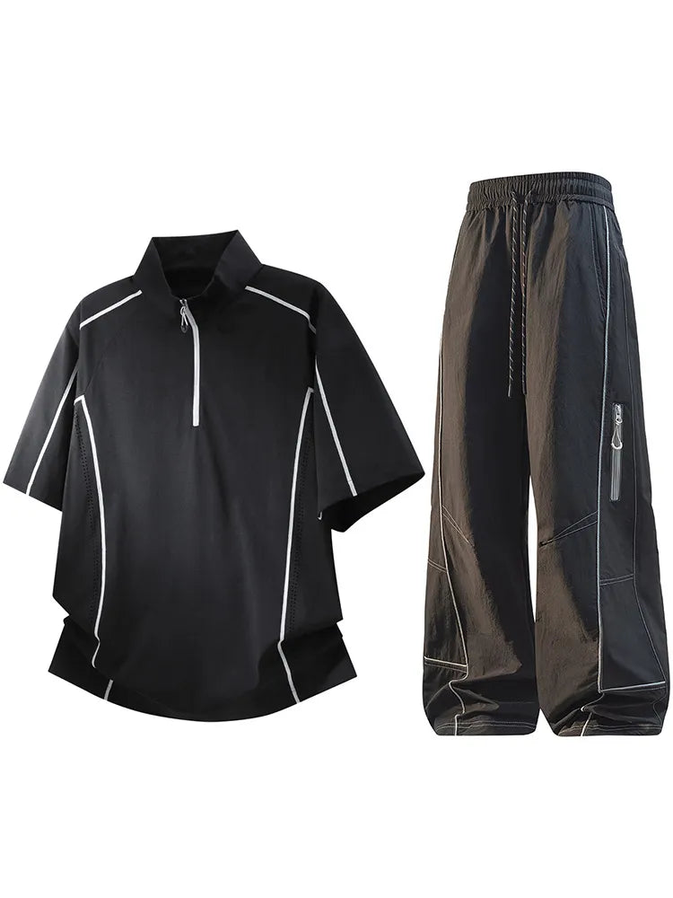 Mens Athletic Half Zip Sportswear Set