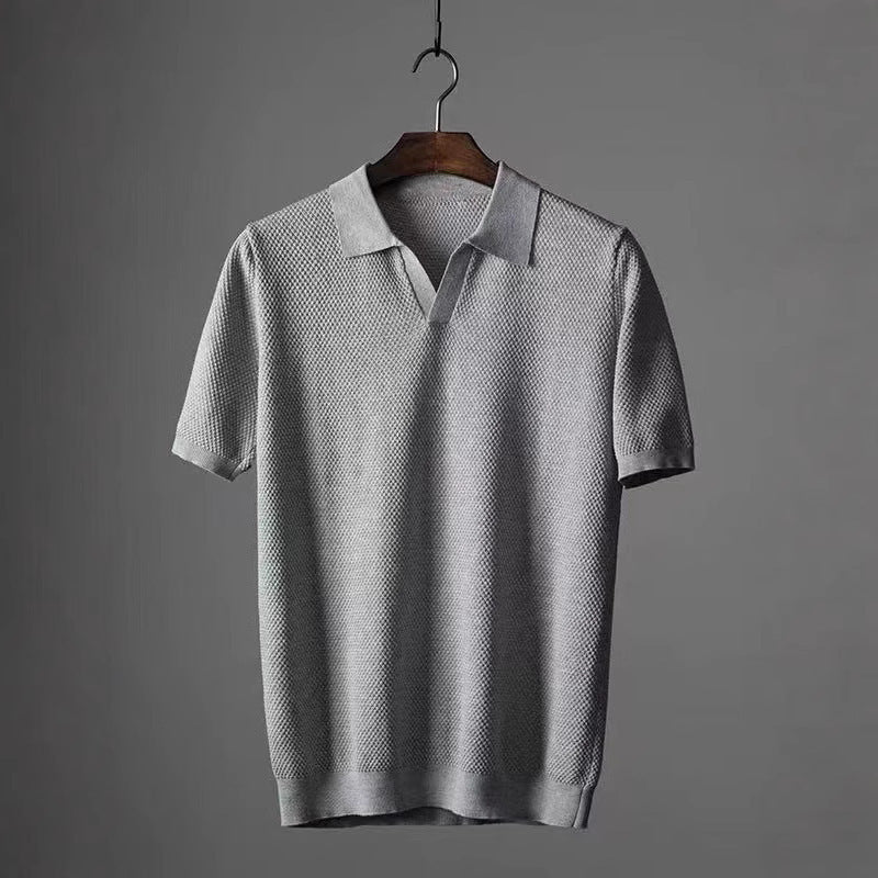 Men's Pure Cotton Pineapple Knit Seagull Collar