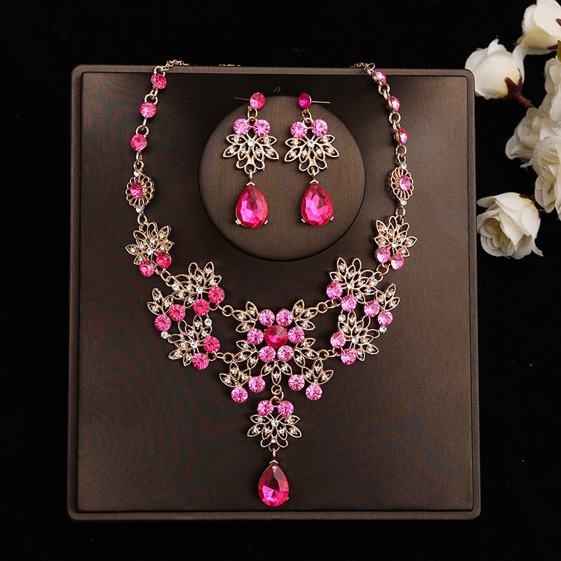Korean Bride Necklace Earrings Two-piece
