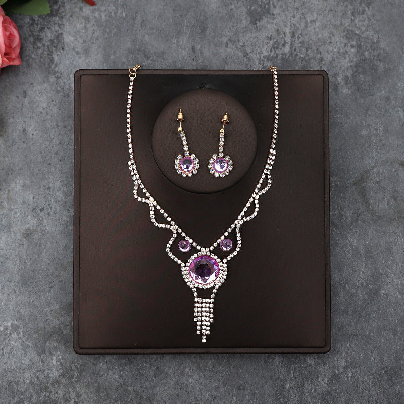 Korean Bride Necklace Earrings Two-piece