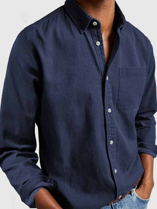 Cotton Button Men's Long Sleeve Shirt