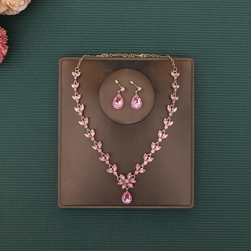 Korean Bride Necklace Earrings Two-piece