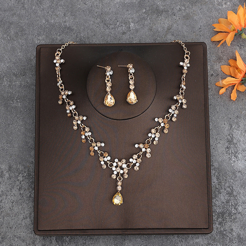 Korean Bride Necklace Earrings Two-piece
