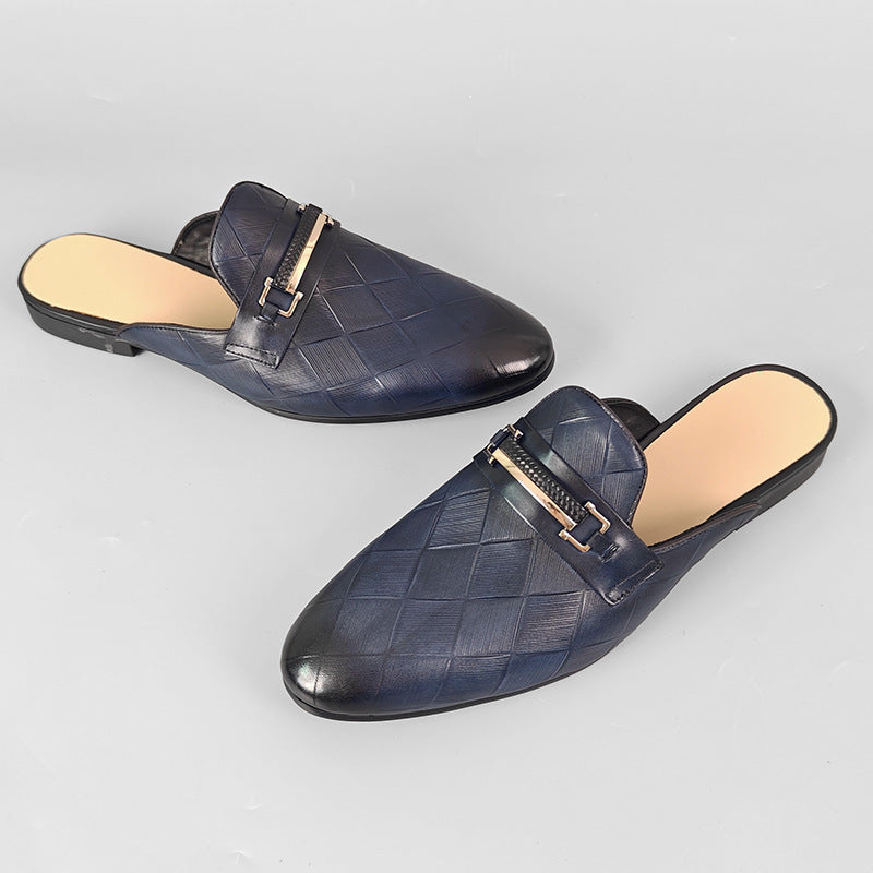 Mens Genuine Leather Slip On Slippers