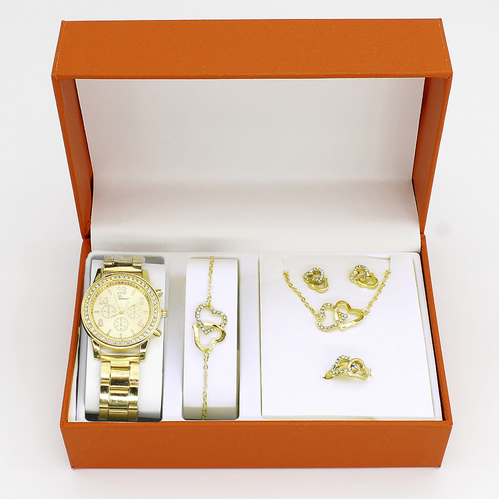 Ladies Quartz Watch Bracelet Necklace Set