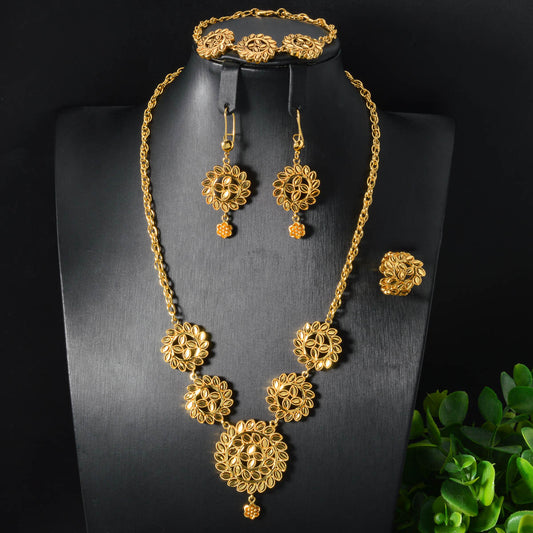 Floral Gold Plated Jewelry Set
