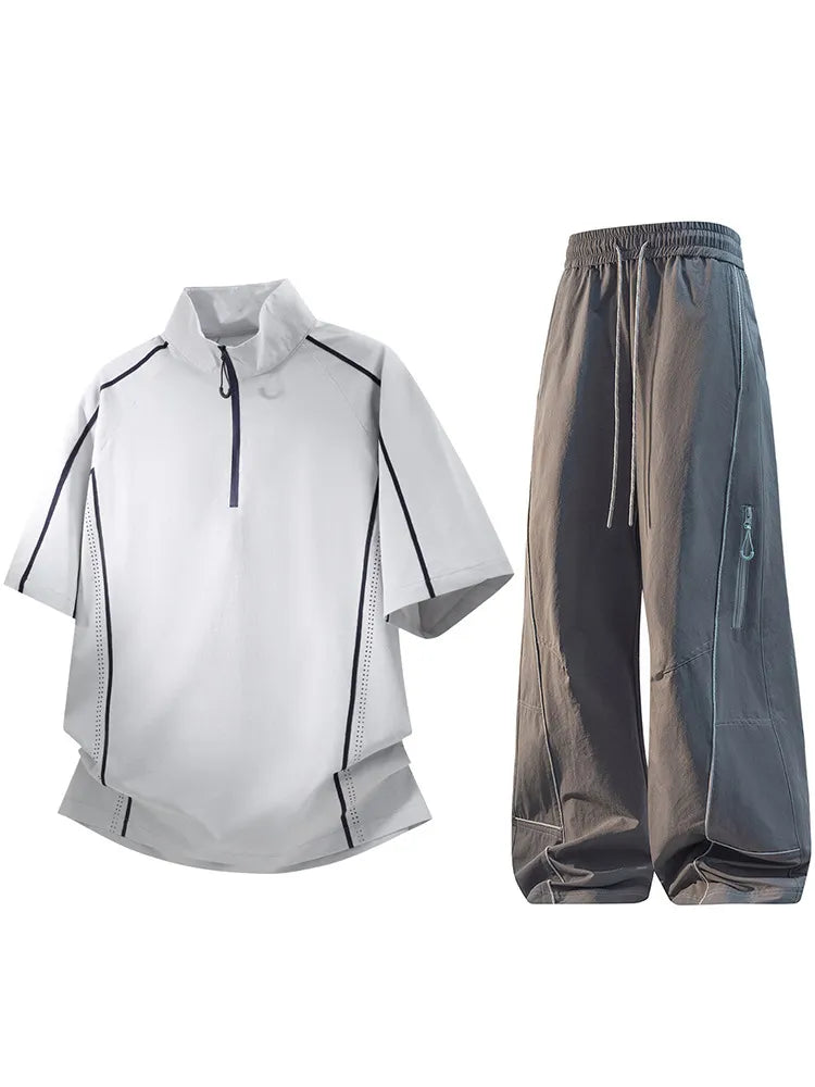 Mens Athletic Half Zip Sportswear Set