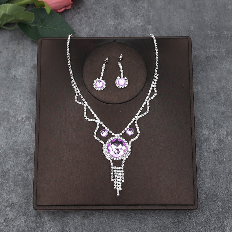 Korean Bride Necklace Earrings Two-piece