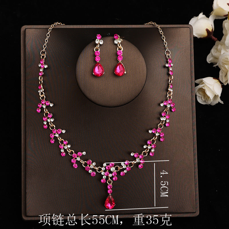 Korean Bride Necklace Earrings Two-piece