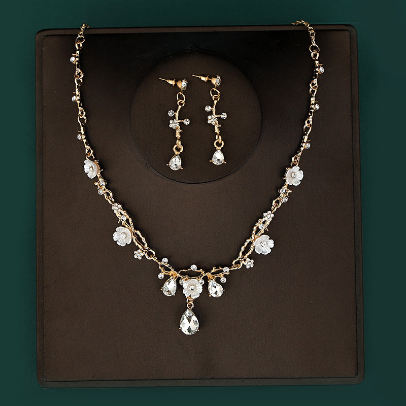 Korean Bride Necklace Earrings Two-piece