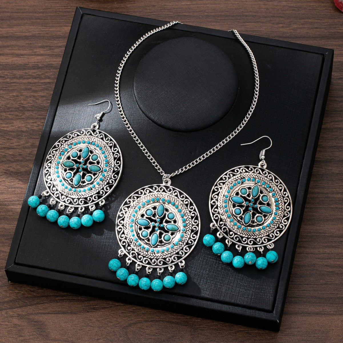 Vintage Turquoise Geometric Tassel Jewelry