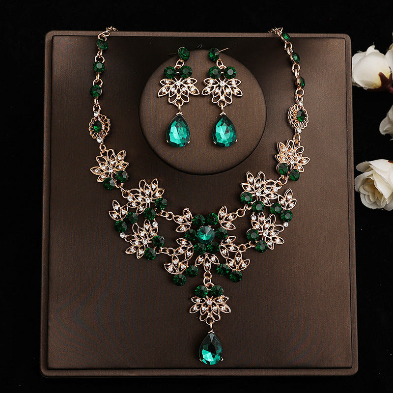 Korean Bride Necklace Earrings Two-piece