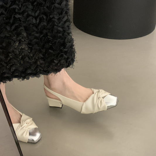 Sandals with Square Toe and Chunky High Heels