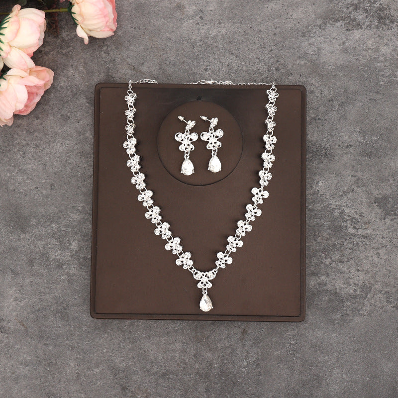 Korean Bride Necklace Earrings Two-piece